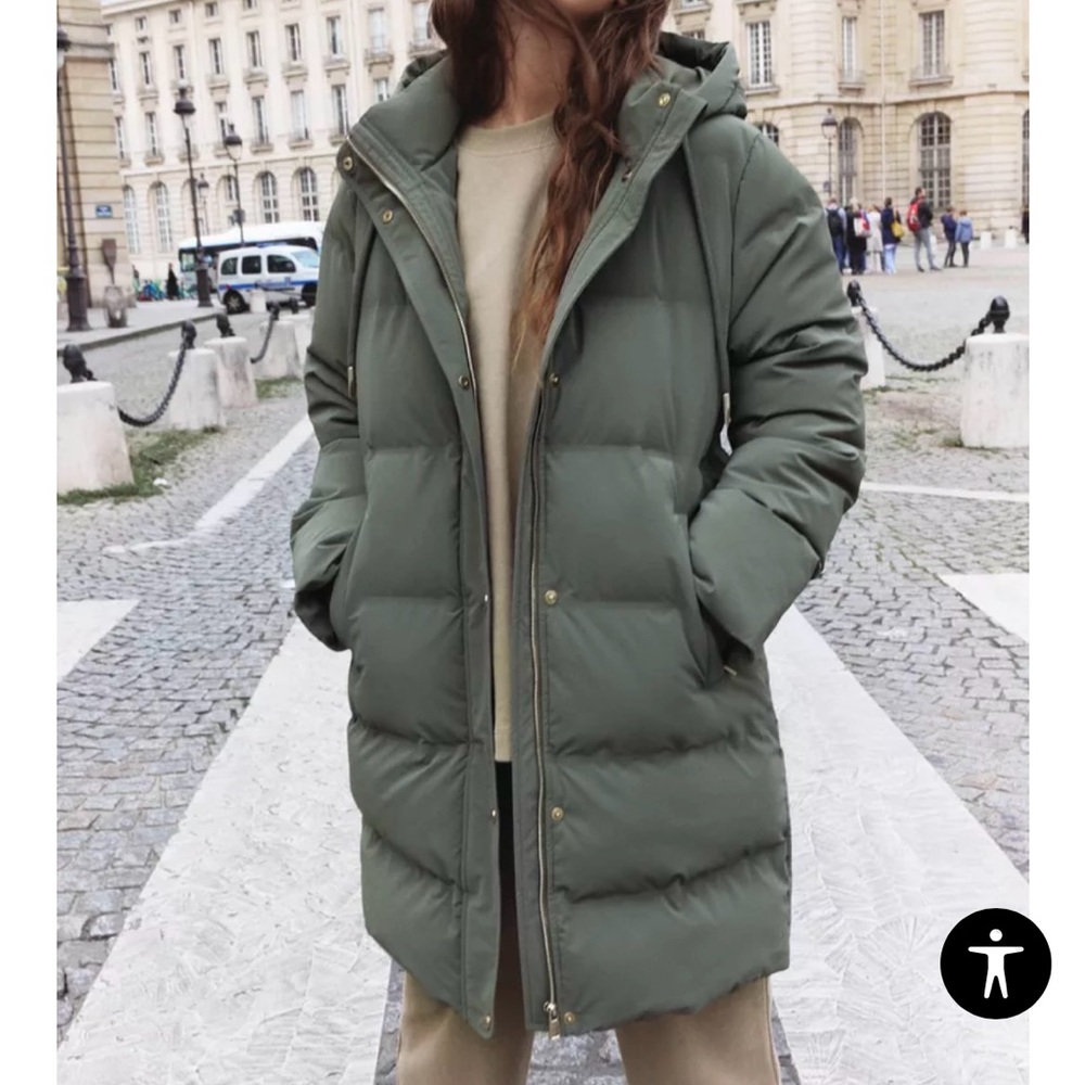 Zara Green Puffer Jacket, retail $100